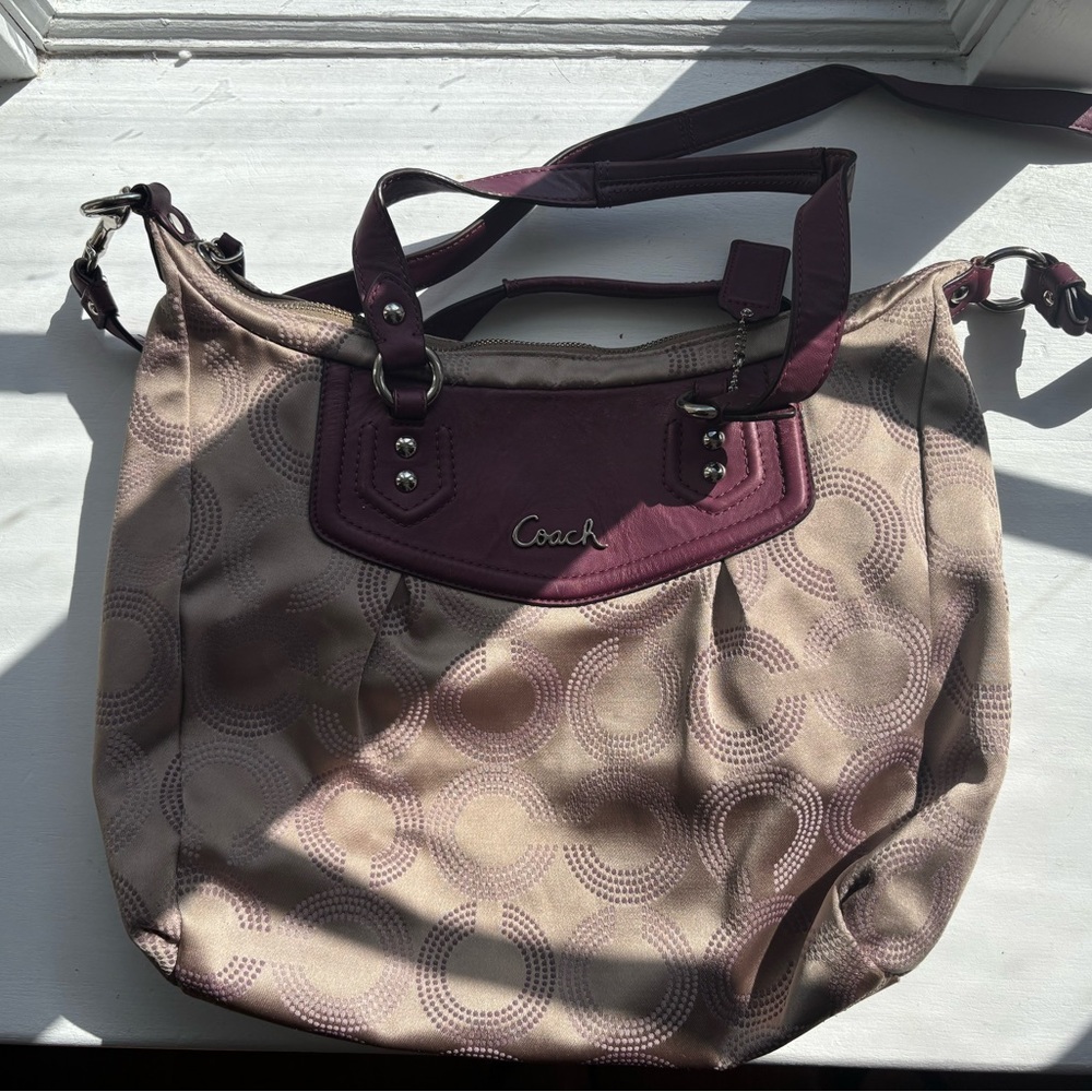 Coach Purple and Tan Crossbody Bag